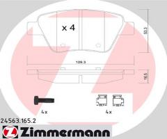 Zimmermann 24563.165.2 klocki hamulc. skoda superb  08- tył, audi a1 (8x1, 8xf), seat leon (1p1)