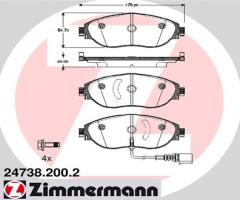 Zimmermann 24738.200.2 klocki hamulc. vw sharan  10- przód, audi a3 limousine (8vs)