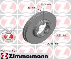 Zimmermann 250.1367.20 tarcza hamulc. ford transit custom  12- przód, ford tourneo custom autobus