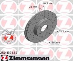 Zimmermann 250.1371.52 tarcza hamulc. ford focus iii  11- przód, ford c-max ii