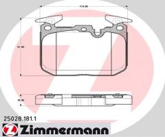 Zimmermann 25028.181.1 klocki hamulc. bmw 3 f30,f31,f32  11- przód, bmw 3 (f30, f35, f80)