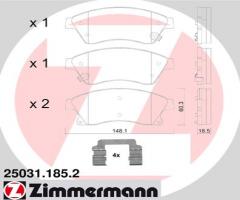 Zimmermann 25031.185.2 klocki hamulc. opel astra j  09-, chevrolet cruze (j300)