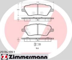 Zimmermann 25134.170.1 klocki hamulc. ford b-max  12- przód, ford b-max (jk)