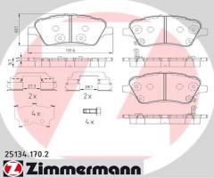 Zimmermann 25134.170.2 klocki hamulc. ford b-max  12- przód, ford b-max (jk)