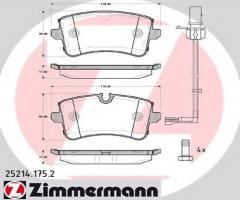 Zimmermann 25214.175.2 klocki hamulc. audi a6  11- tył, audi a6 (4g2, c7, 4gc), porsche macan