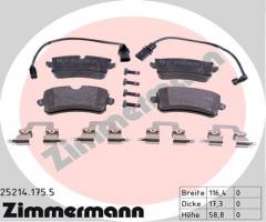 Zimmermann 25214.175.5 klocki hamulc. audi a6  11- tył, audi a6 (4g2, c7, 4gc)