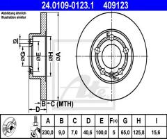 Ate 24.0109-0123 tarcza hamulcowa skoda octavia 96- tył, audi a3 (8l1), seat ibiza v (6j5, 6p5)