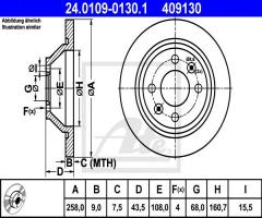 Ate 24.0109-0130 tarcza hamulcowa saab 9000 84-98 tył, saab 900 i combi coupe