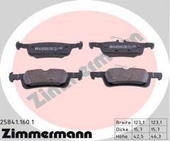 Zimmermann 25841.160.1 klocki hamulc. peugeot 308 ii  13- tył, peugeot 308 sw ii