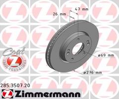 Zimmermann 285.3507.20 tarcza hamulc. hyundai santa fe  00-06  wen, hyundai santa fÉ i (sm)