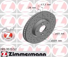 Zimmermann 285.3513.52 tarcza hamulc. hyundai i30  07-, hyundai i30 (gd), kia cee`d