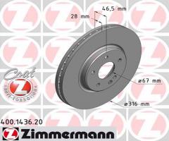 Zimmermann 400.1436.20 tarcza hamulc. mercedes w210 e-klasa  96-02 przód