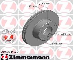 Zimmermann 400.3614.20 tarcza hamulc. mercedes w463 g-klasa  93- wen., mercedes-benz klasa g (w463)