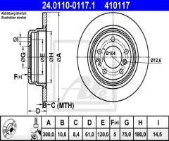 Ate 24.0110-0117 tarcza hamulcowa bmw 5 e34 88-95 tył, bmw 5 (e34)