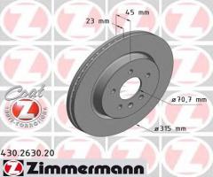 Zimmermann 430.2630.20 tarcza hamulc. opel zafira c  11- tył, opel zafira tourer c (p12)