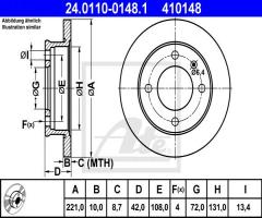 Ate 24.0110-0148 tarcza hamulcowa ford fiesta 75-89, ford fiesta i (gfbt)