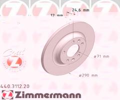 Zimmermann 440.3112.20 tarcza hamulc. peugeot 407  04- tył, citroËn c5 iii (rd_), peugeot 407 (6d_)