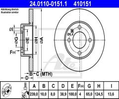 Ate 24.0110-0151 tarcza hamulcowa vw/audi 10mm, audi 80 (80, 82, b1), seat ibiza ii (6k1)