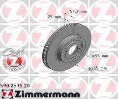 Zimmermann 590.2575.20 tarcza hamulc. toyota corolla  02-06, toyota corolla (zze12_, nde12_, zde12_)