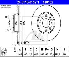 Ate 24.0110-0152 tarcza hamulcowa opel corsa 82-93, kadett 79-92