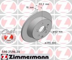 Zimmermann 590.2596.20 tarcza hamulc. toyota avensis  05-09 tył, toyota avensis (t25_)