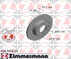 Zimmermann 600.1050.20 tarcza hamulc. vw/audi 10mm, audi 80 (80, 82, b1), seat ibiza ii (6k1)