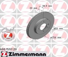 Zimmermann 600.1597.20 tarcza hamulc. vw golf  88-97, seat toledo i (1l), vw golf ii (19e, 1g1)