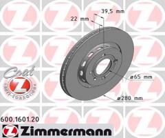Zimmermann 600.1601.20 tarcza hamulc. vw passat  88-93 1,8 g60, seat ibiza ii (6k1)