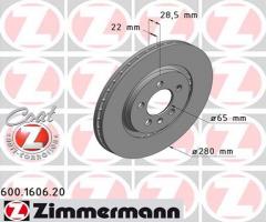 Zimmermann 600.1606.20 tarcza hamulc. vw golf iii  91-97 2,0-2,8 vr6, seat toledo i (1l)