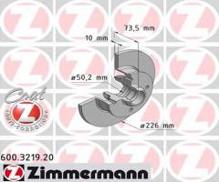 Zimmermann 600.3219.20 tarcza hamulc. vw golf, passat  85-96 tył, seat toledo i (1l)