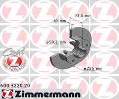 Zimmermann 600.3220.20 tarcza hamulc. vw golf iii  91-96 tył, seat toledo i (1l), vw corrado (53i)