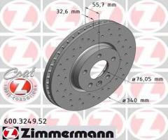 Zimmermann 600.3249.52 tarcza hamulc. vw t5  09- przód