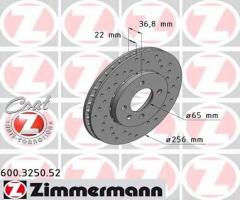 Zimmermann 600.3250.52 tarcza hamulc. vw up  11- przód, seat mii (kf1_), skoda citigo, vw up
