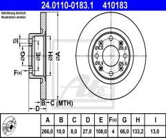 Ate 24.0110-0183 tarcza hamulcowa citroen bx 81-94 peugeot 405 87-97, citroËn bx (xb-_)