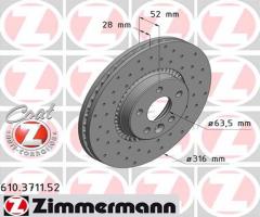 Zimmermann 610.3711.52 tarcza hamulc. volvo s80 ii  06-, ford s-max (wa6)
