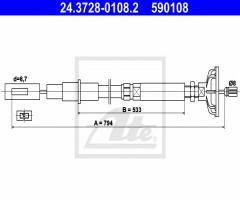 Ate 24.3728-0108 linka sprzęgła vw golf i 74-83, vw golf i cabriolet (155)