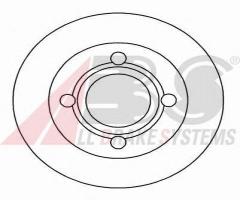 A.b.s. 16068 tarcza hamulc. audi 100  88-90 tył, audi 100 (44, 44q, c3)