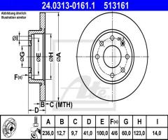 Ate 24.0313-0161 tarcza hamulcowa opel astra 91-00, corsa 87-00