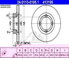 Ate 24.0113-0195 tarcza hamulcowa daewoo matiz 98-, chevrolet matiz (m200, m250)