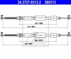 Ate 24.3727-0313 linka hamulca ręcznego citroen zx kombi 93-96, citroËn zx break (n2)