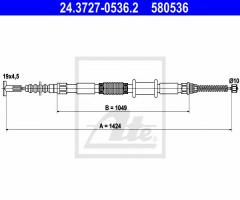 Ate 24.3727-0536 linka hamulca ręcznego fiat brava 95-01 lewa, fiat brava (182)