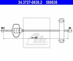 Ate 24.3727-0638 linka hamulca ręcznego ford mondeo 93-00 przód, ford mondeo i (gbp)