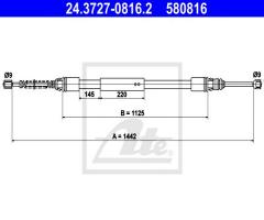 Ate 24.3727-0816 linka hamulca ręcznego peugeot 106 -04, citroËn saxo (s0, s1)