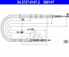 Ate 24.3727-0147 linka hamulca ręcznego audi 80 91- (+abs), audi 80 (8c, b4)