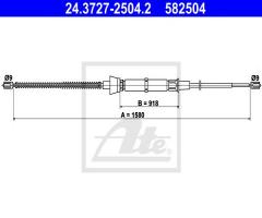 Ate 24.3727-2504 linka hamulca ręcznego skoda fabia 99-07, seat ibiza iv (6l1), skoda fabia (6y2)