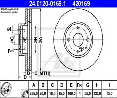 Ate 24.0120-0169 tarcza hamulcowa mazda mx5 93-05 wen., mazda mx-5 i (na)