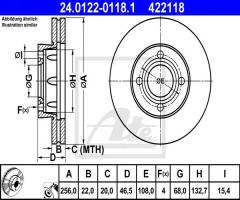 Ate 24.0122-0118 tarcza hamulcowa audi 100 82-90 wen., audi 80 (89, 89q, 8a, b3)