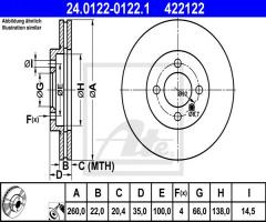 Ate 24.0122-0122 tarcza hamulcowa bmw 3 e30 82-91 went., bmw 3 (e30)