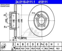 Ate 24.0118-0111 tarcza hamulcowa vw t4 96-03, vw transporter iv autobus (70xb, 70xc, 7db, 7dw)