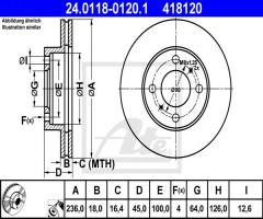 Ate 24.0118-0120 tarcza hamulcowa mitsubishi carisma 95-99, mitsubishi colt iv (ca_a)